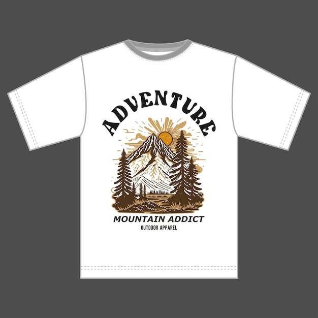 Vector una camiseta de aventura de montaña vector