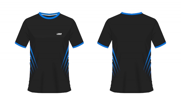 Vector camiseta azul y negro plantilla de fútbol o fútbol para el club del equipo sobre fondo blanco. jersey sport,