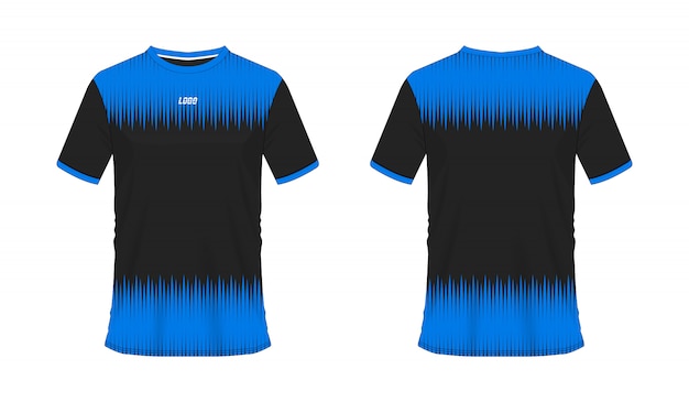 Vector camiseta azul y negro plantilla de fútbol o fútbol para el club del equipo sobre fondo blanco. jersey sport,