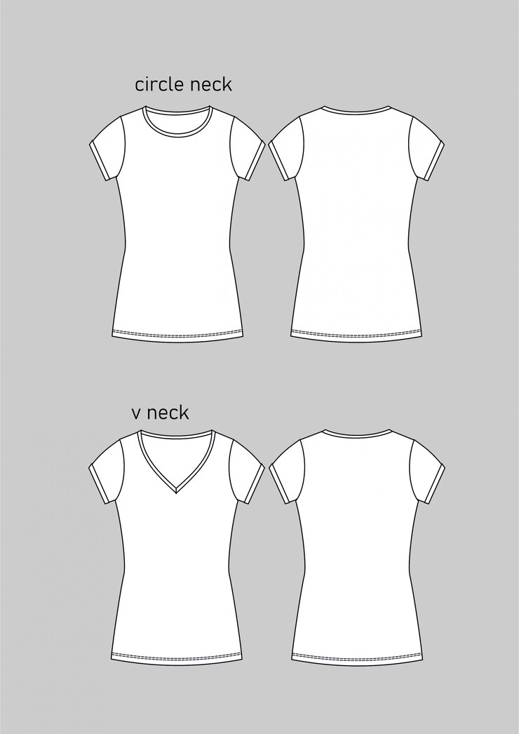 Camiseta básica círculo y cuello en v técnica