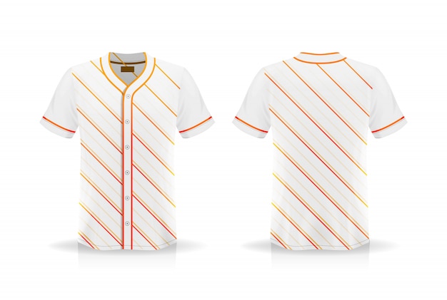Camiseta de béisbol de especificación aislada sobre fondo blanco, espacio en blanco en la camisa para y colocar elementos o texto en la camisa, en blanco para imprimir, ilustración