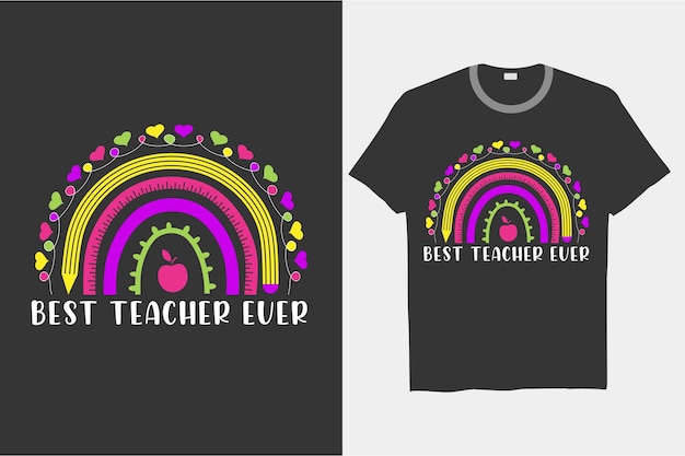 Camiseta Best Teacher ever Rainbow para niños