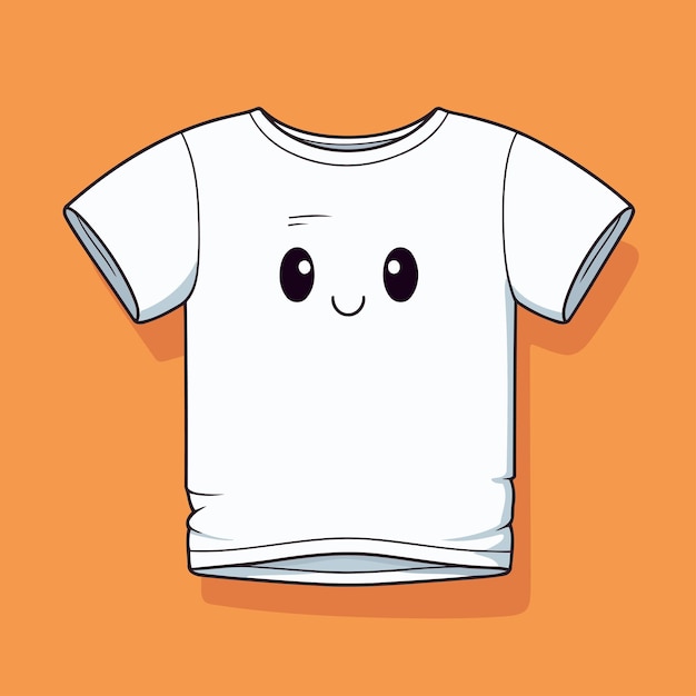 Vector camiseta blanca con una cara de dibujos animados linda ilustración vectorial