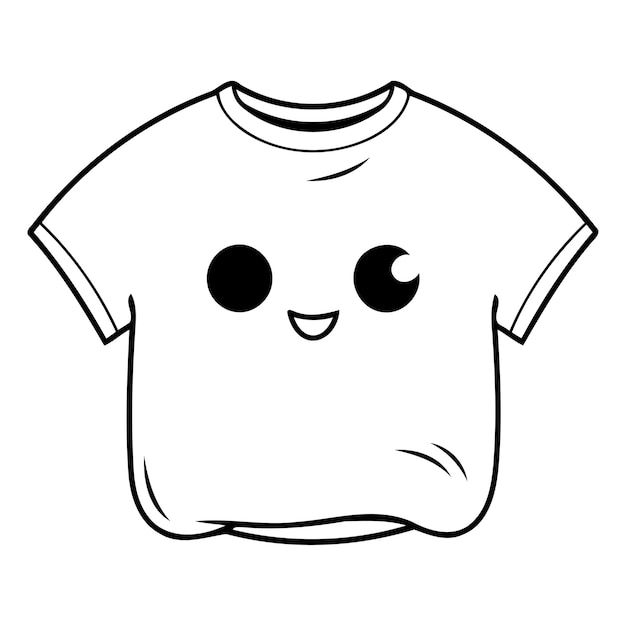 Vector camiseta blanca con una cara kawaii linda ilustración vectorial