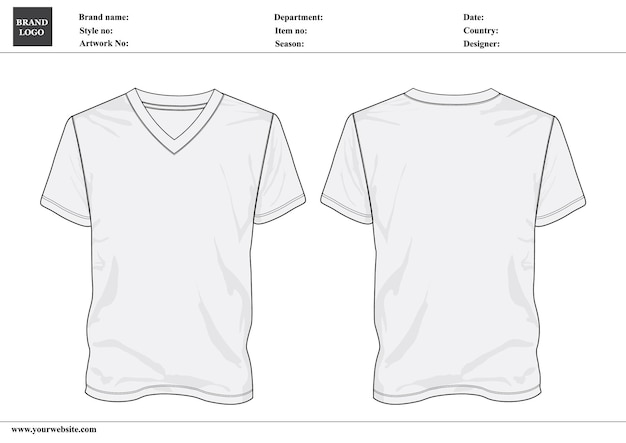 Camiseta blanca con cuello en V frente y atrás