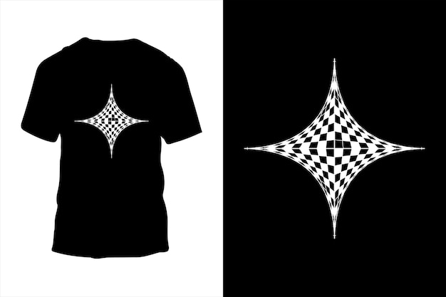 Una camiseta en blanco y negro con un patrón de diamantes en el frente.