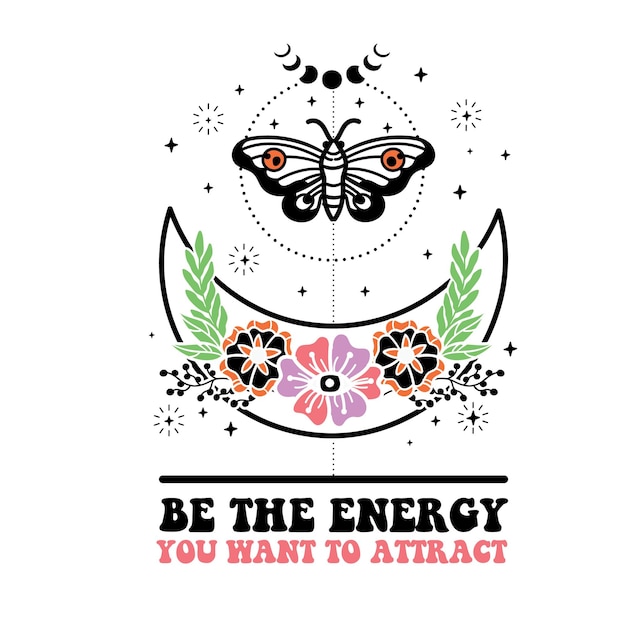 La camiseta Boho Mystical SVG tiene un diseño vectorial Boho