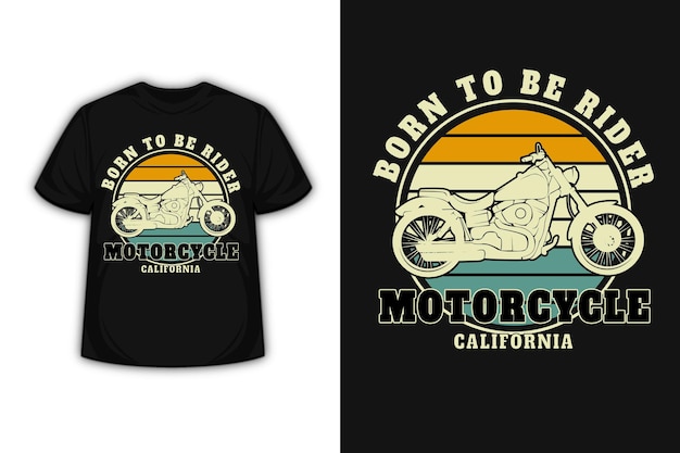 Camiseta born to be rider motocicleta california color amarillo y verde