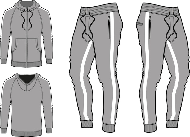 Camiseta con capucha y pantalones de entrenamiento grises