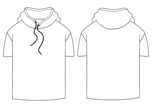 Camiseta con capucha vector de moda plano modelo de dibujo técnico vector diseño de modelo de ilustración