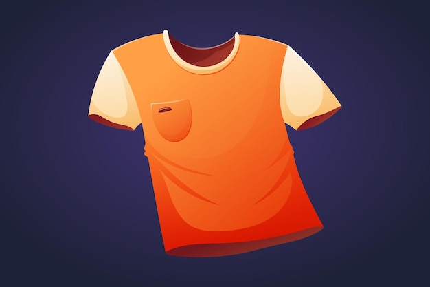 Camiseta Casual de color naranja para hombres, niños o mujeres con bolsillo Vector ropa de dibujos animados
