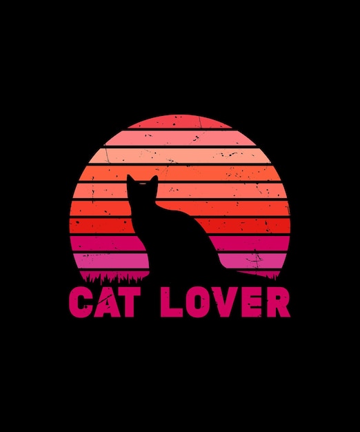 CAMISETA CAT LOVER VECTOR, DISEÑO DE CAMISETA SUNSET CAT