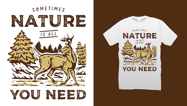 Camiseta de ciervo en la naturaleza