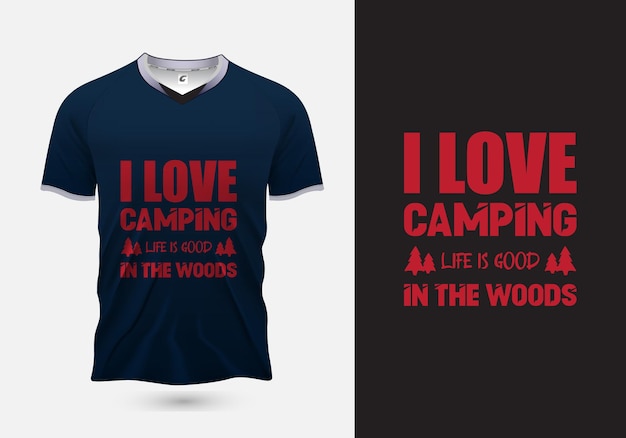 Vector una camiseta con una cita me encanta acampar en el bosque