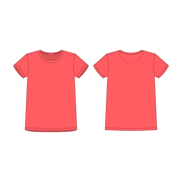 Camiseta en color rojo para mujeres aisladas aisladas.