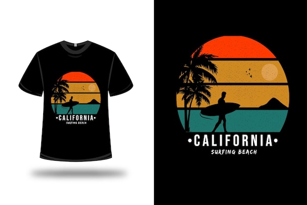 Camiseta con el colorido diseño de la playa de surf de california