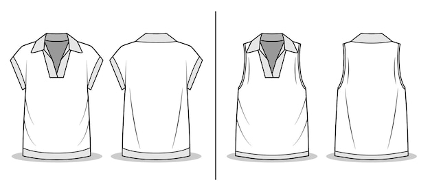 Camiseta Contorno POLO Blanco Plantilla Mockup