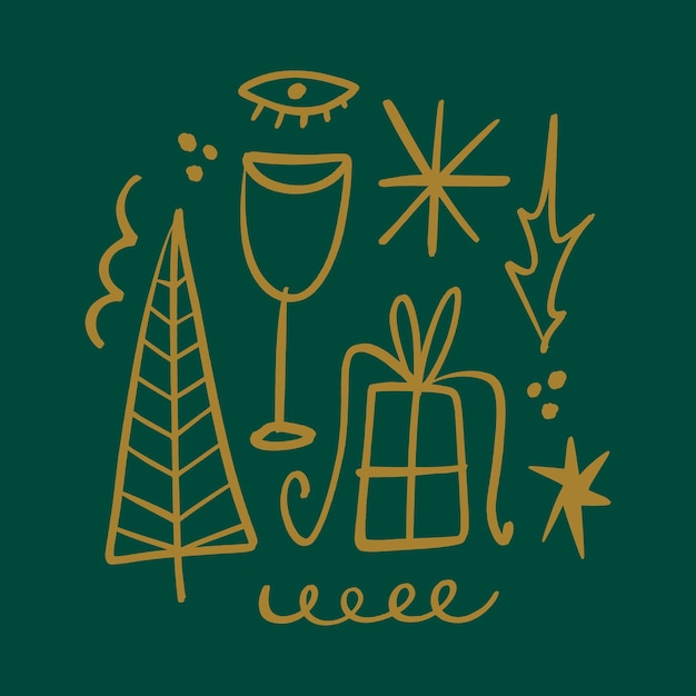 Camiseta de copa de champán abstracta moderna y regalo artístico Ilustración de Navidad y Año Nuevo