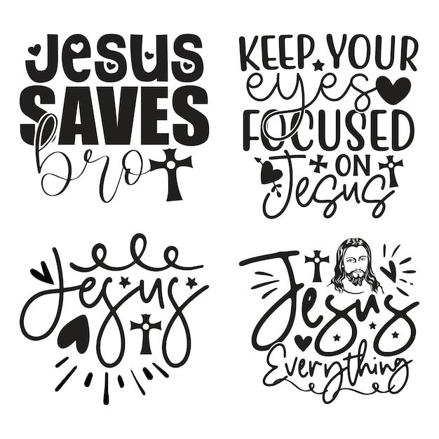 Vector camiseta cristiana y paquete de diseño svg jesús citas svg paquete de diseño de camiseta