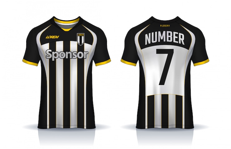 Vector camiseta de deporte plantilla de diseño, camiseta de fútbol para el club de fútbol. vista frontal y trasera uniforme.