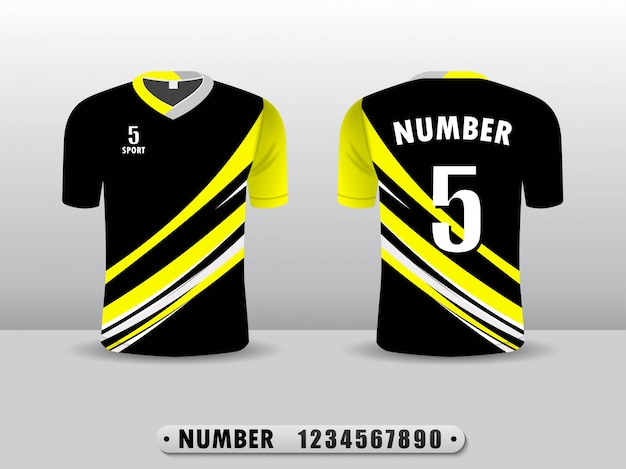 Camiseta deportiva del club de fútbol amarillo y negro.