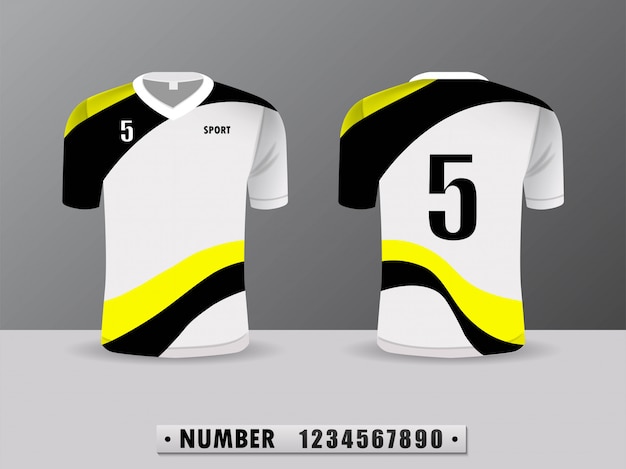 Camiseta deportiva del club de fútbol negro y amarillo.