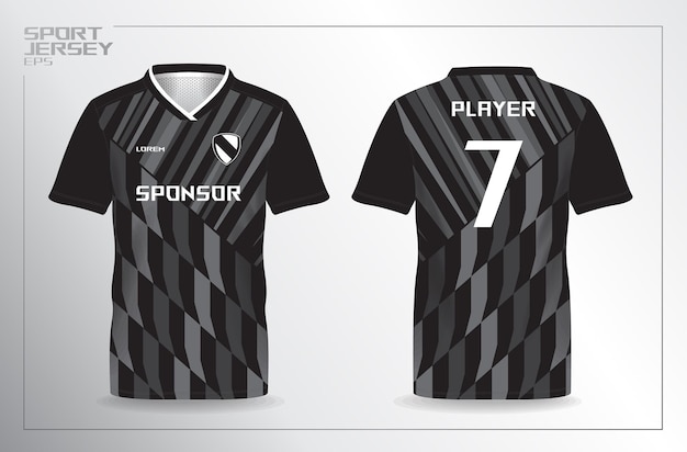 camiseta deportiva negra para plantilla de camiseta de fútbol y fútbol