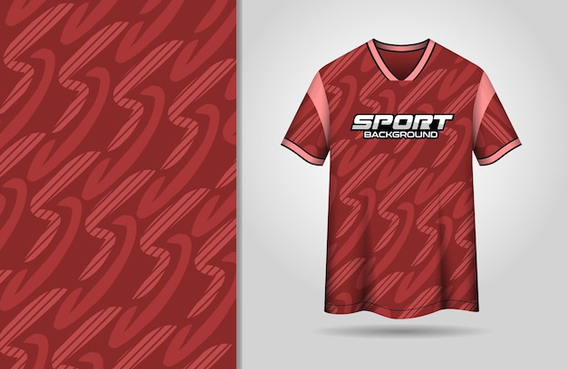 Camiseta deportiva roja con diseño abstracto giratorio