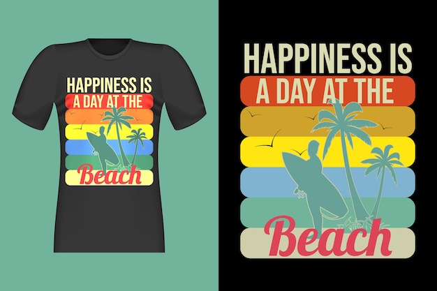 Camiseta del día de la felicidad en la playa diseño retro vintage