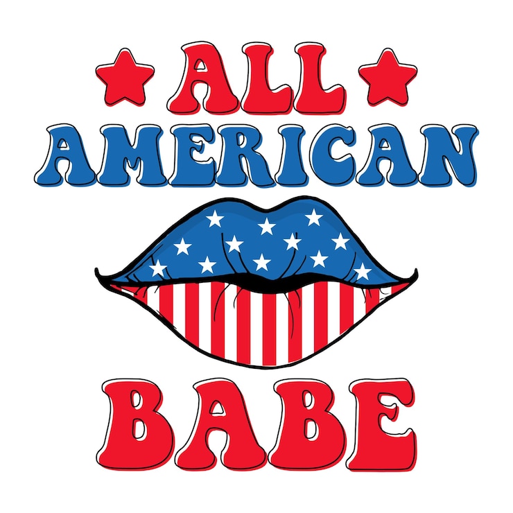 Vector camiseta del día de la independencia del 4 de julio de all american babe