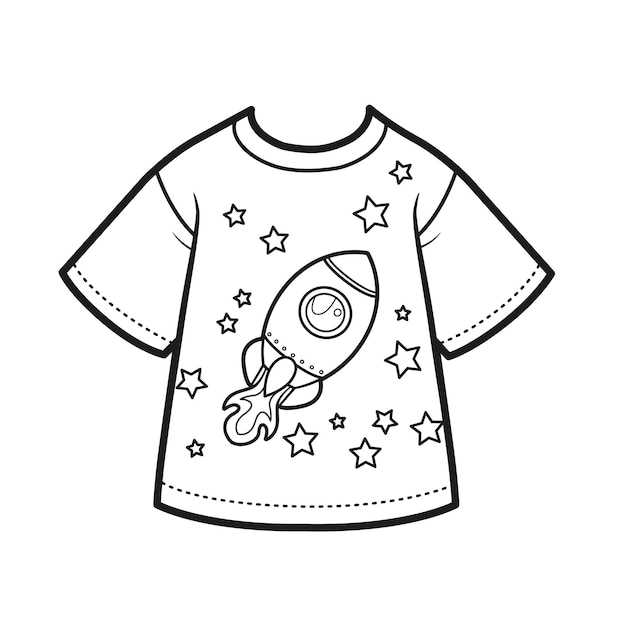 Camiseta con dibujo de estegosaurio de dibujos animados para contorno de niño para colorear sobre un fondo blanco