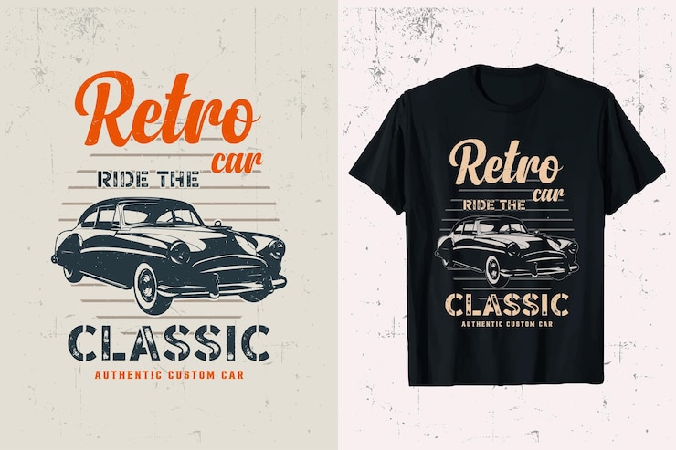 Camiseta de diseño de automóviles retro camiseta vectorial de automóviles clásicos