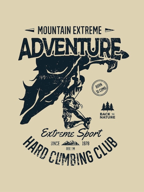 Camiseta de diseño de aventura de escalada de acantilado de montaña