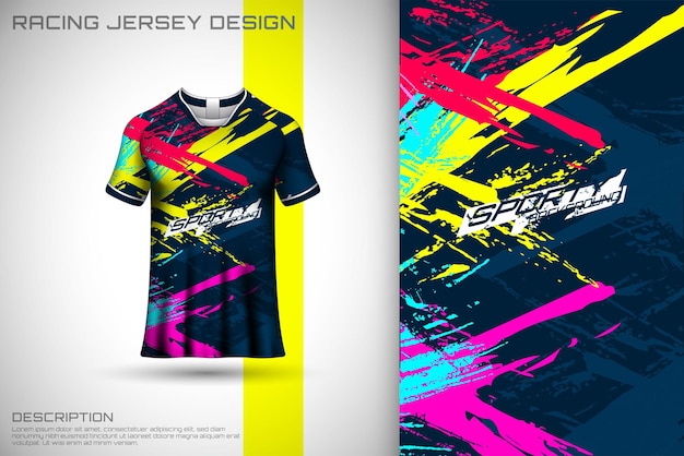 Camiseta de diseño de camiseta deportiva con textura abstracta roja para carreras fútbol juegos motocross ciclismo