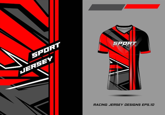 Camiseta diseño deportivo para carreras jersey ciclismo fútbol juegos premium 3d Vector gris rojo