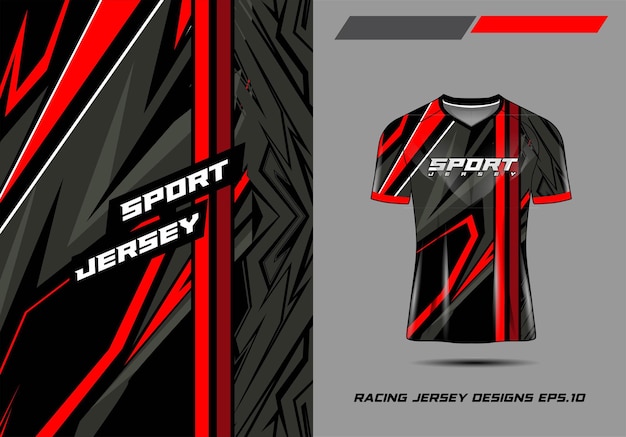 Camiseta diseño deportivo para carreras jersey ciclismo fútbol juegos premium 3d Vector gris y rojo