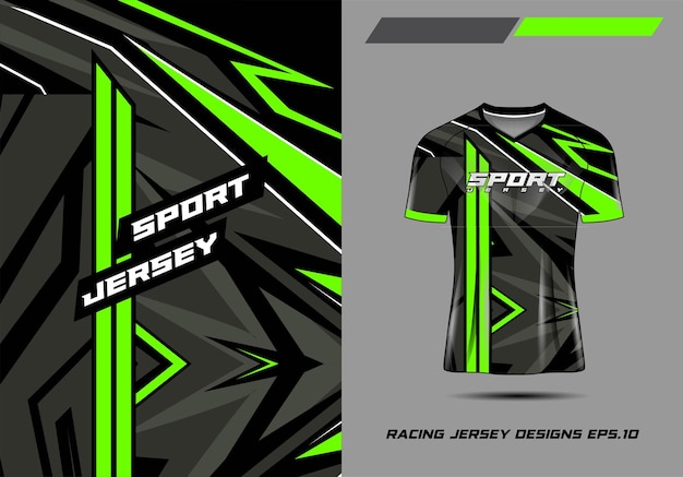 Camiseta diseño deportivo para carreras jersey ciclismo fútbol juegos premium 3d Vector gris verde
