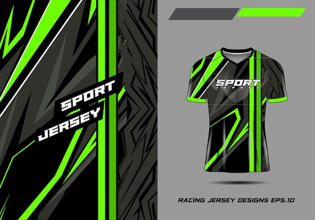 Camiseta diseño deportivo para carreras jersey ciclismo fútbol juegos premium 3d vector gris y verde