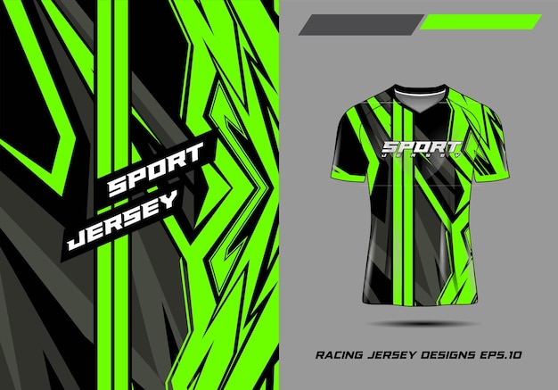 Camiseta diseño deportivo para carreras jersey ciclismo fútbol juegos premium 3d vector verde