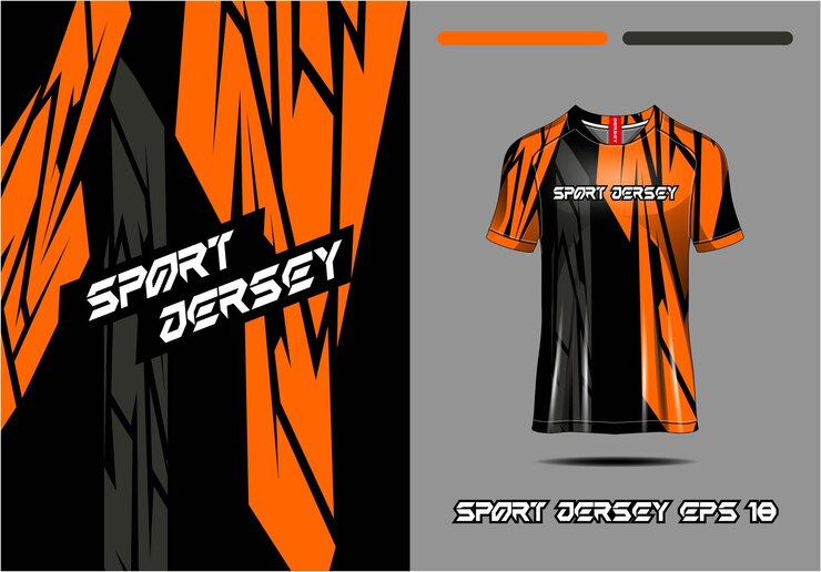 Camiseta diseño deportivo para carreras jersey ciclismo fútbol juegos premium vector naranja Vector Premium