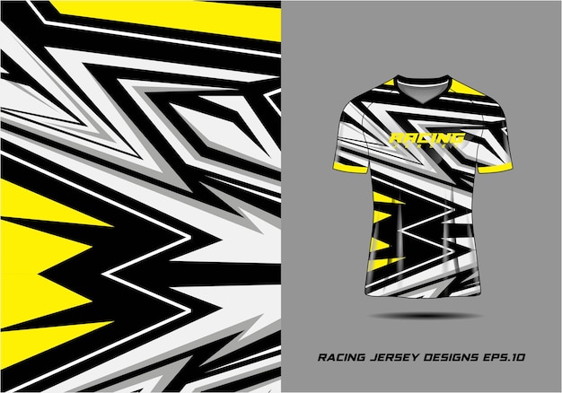 Camiseta diseño deportivo para carreras jersey ciclismo fútbol juegos Vector Premium amarillo