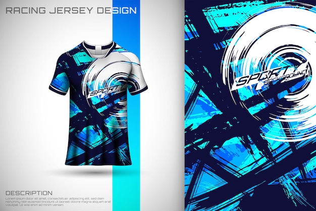 Camiseta de diseño de jersey deportivo con textura abstracta azul para juego de carreras de fútbol de ciclismo de motocross