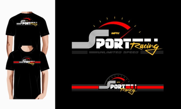 Camiseta de diseño de vector de tipografía de deporte de carreras vector premium