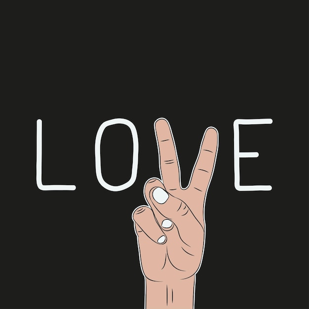 Camiseta de eslogan de amor con la mano Palabra tipografía de amor con los dedos gesto diseño de camiseta de moda