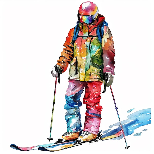 Vector camiseta de esquí de acuarela vekot clipart aislada sobre un fondo blanco