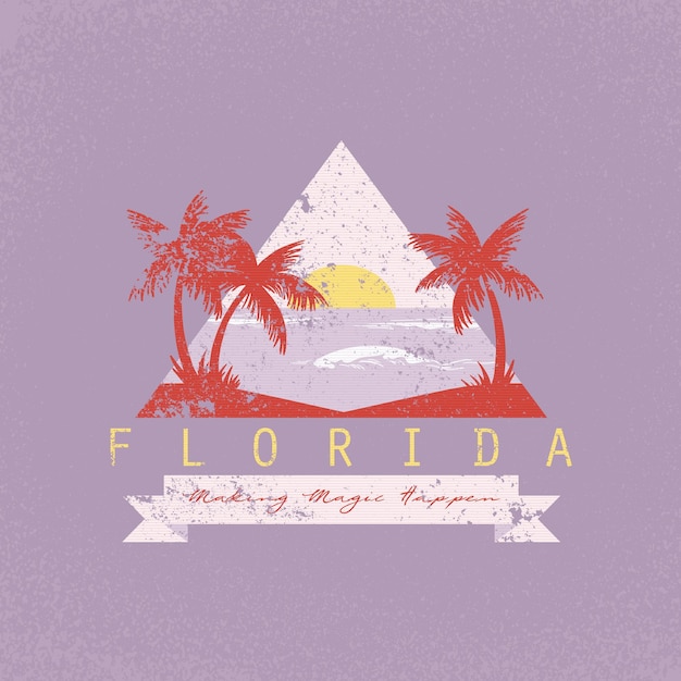 Vector camiseta con estampado de citas de palm beach y florida