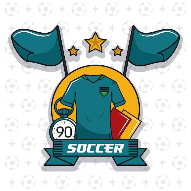 Vector camiseta de fútbol y banderas con estrellas