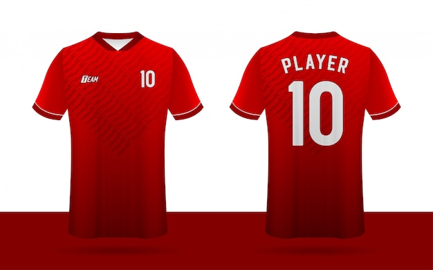 Camiseta de fútbol, camiseta de fútbol, plantilla de camiseta deportiva delantera y trasera del equipo deportivo.