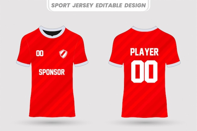 Vector camiseta de fútbol con diseño delantero y trasero para imprimir.