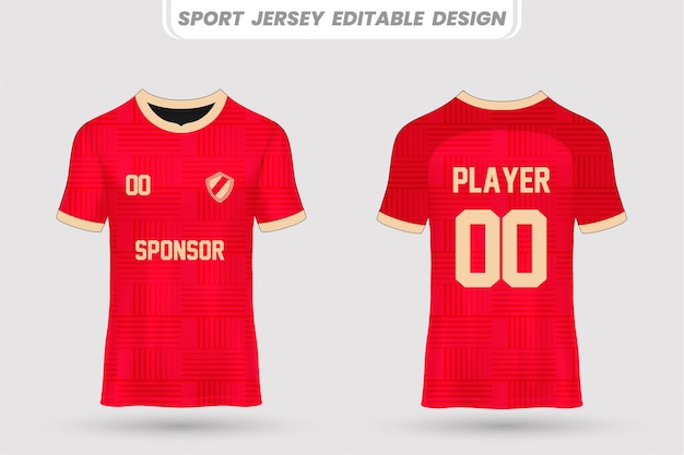 Camiseta de fútbol con diseño delantero y trasero para imprimir.